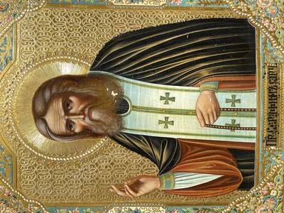 Икона "Преподобный Серафим Соровский". Мстера / Холуй, конец XIX - начало XX