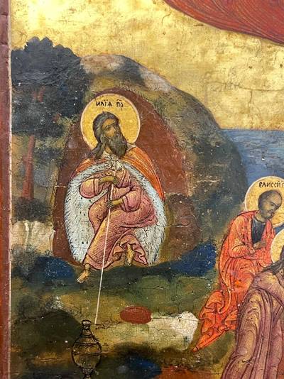 Икона "Огненное восхождение Ильи Пророка". Владимирские иконописные села, XIX век