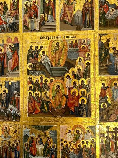 Икона "Двунадесятые праздники". Холуй, XIX век