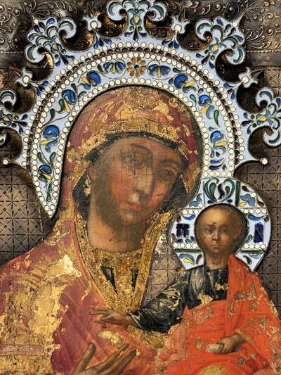 Икона «Богоматерь Смоленская» в серебряном окладе. Россия, вторая половина XVIII века, серебро