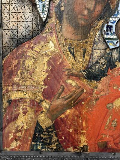 Икона «Богоматерь Смоленская» в серебряном окладе. Россия, вторая половина XVIII века, серебро