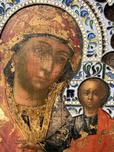 Икона «Богоматерь Смоленская» в серебряном окладе. Россия, вторая половина XVIII века, серебро