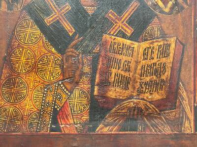 Икона Святой Николай Чудотворец с предстоящими. Россия, XIX век, Владимирские иконописные села