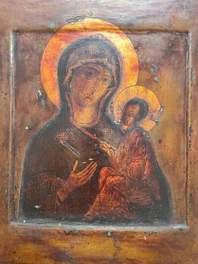 Икона «Богоматерь Тихвинская». Центральная Россия, XIX век