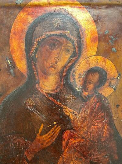 Икона «Богоматерь Тихвинская». Центральная Россия, XIX век