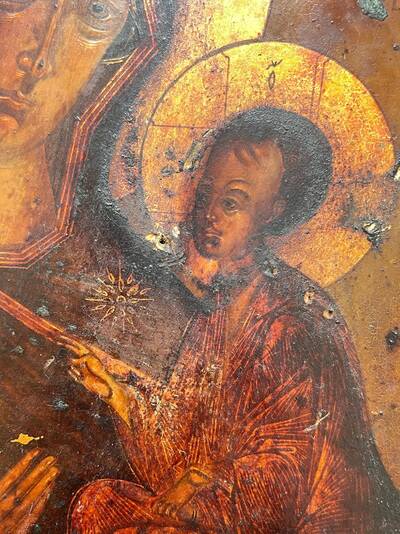 Икона «Богоматерь Тихвинская». Центральная Россия, XIX век