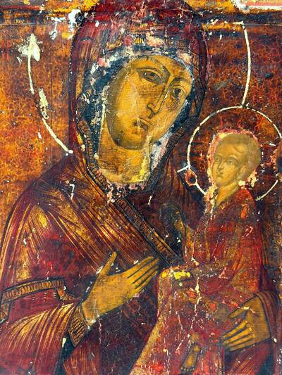 Икона "Богоматерь Тихвинская". Центральная Россия, первая половина XIX века