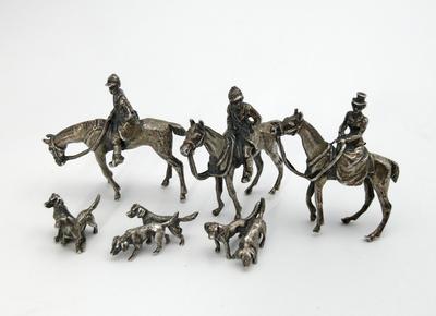 Композиция миниатюрная "Охота". Западная Европа. Конец 19 - начало 20 века. Серебро 925*