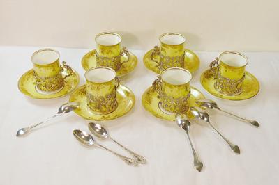 Сервиз кофейный. Англия. Стоят английские клейма: "W&H"("Walker&Hall"), "лев"(925*), "корона"(Шеффилд), "O"(1906 год).