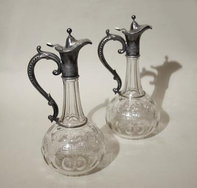 Графины парные. Шеффилдское серебро, клейма