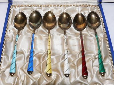 Набор кофейных ложек. Дания. Клейма: "DENMARK", "STERLING", "925* S". Середина ХХ века.