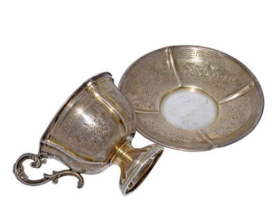 Чайная пара. Франция. Серебро 950*.