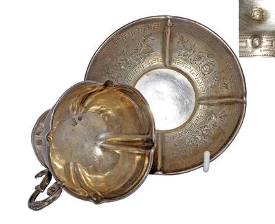 Чайная пара. Франция. Серебро 950*.