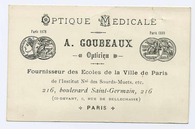 Визитная карточка фирмы `A. Goubeaux`