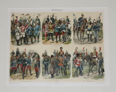 Цветная литография "Кавалеристы". Из серии "Военная униформа"