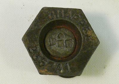 Гири торговые метрические с кольцами. Изготовитель: компания "Chappee". Множество клейм. Середина ХХ века.