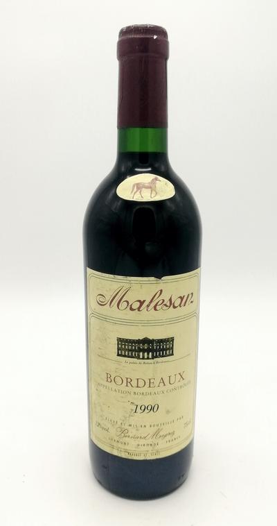 Вино 1990 "Malesan". Год урожая 1990 считается хорошим для Bordeaux (90R - таблица миллезимов Роберта Паркера)