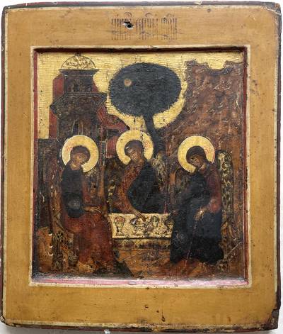 Икона "Троица Ветхозаветная". Русский cевер, XVII-XVIII века