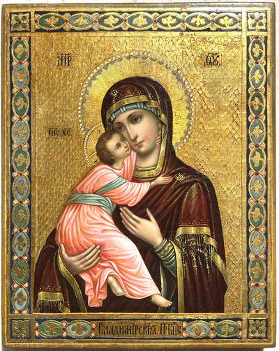 Икона "Богоматерь Владимирская". Мстера / Холуй, конец XIX - начало XX