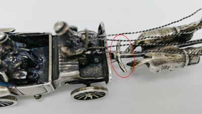 Миниатюра серебряная "Экипаж". Голландия. Серебро 835*. Середина ХХ века. Предмет в хорошей сохранности.