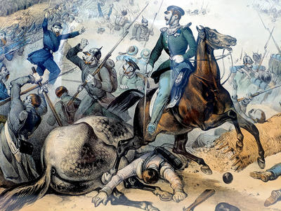 Гравюра "Битва при Инкермане". "Bataille D'Inkermann", 1857