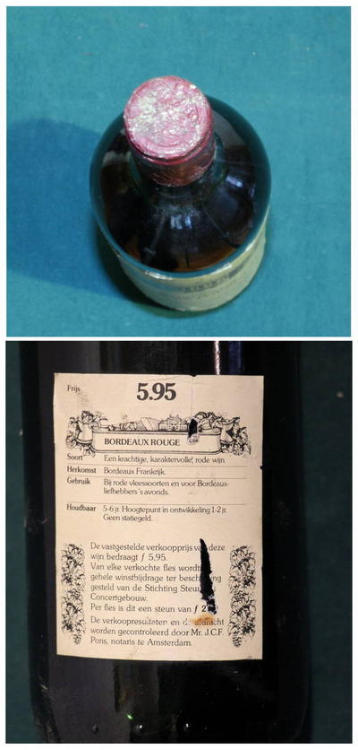 Вино 1983 &quot;Bordeaux concertgebouw&quot;. Партия этого вина была отобрана и реализована для благотворительной акции в Голландии.