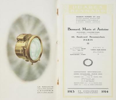 Пример каталога Besnard,1913 г.