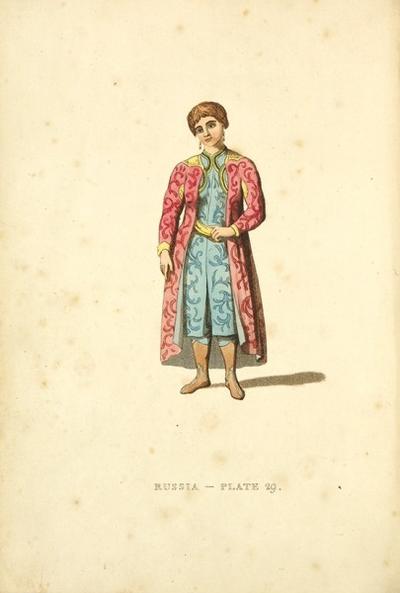 " Живописное представление о костюмах и обычаях русских людей" А. Уильям. 1814 год.