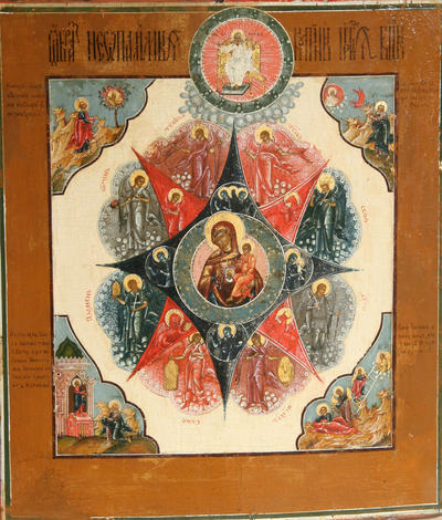 Икона &quot;Неопалимая Купина&quot;. Палех. Первая половина XIX века.