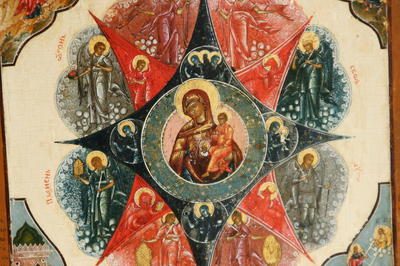 Икона &quot;Неопалимая Купина&quot;. Палех. Первая половина XIX века.