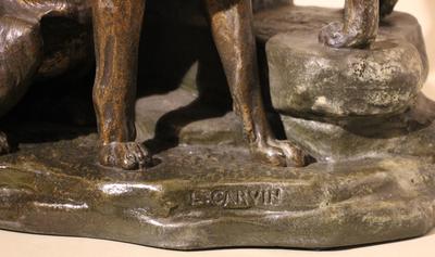 Скульптура "Овчарки". Франция. Подпись "L.CARVIN". Начало XX века.
